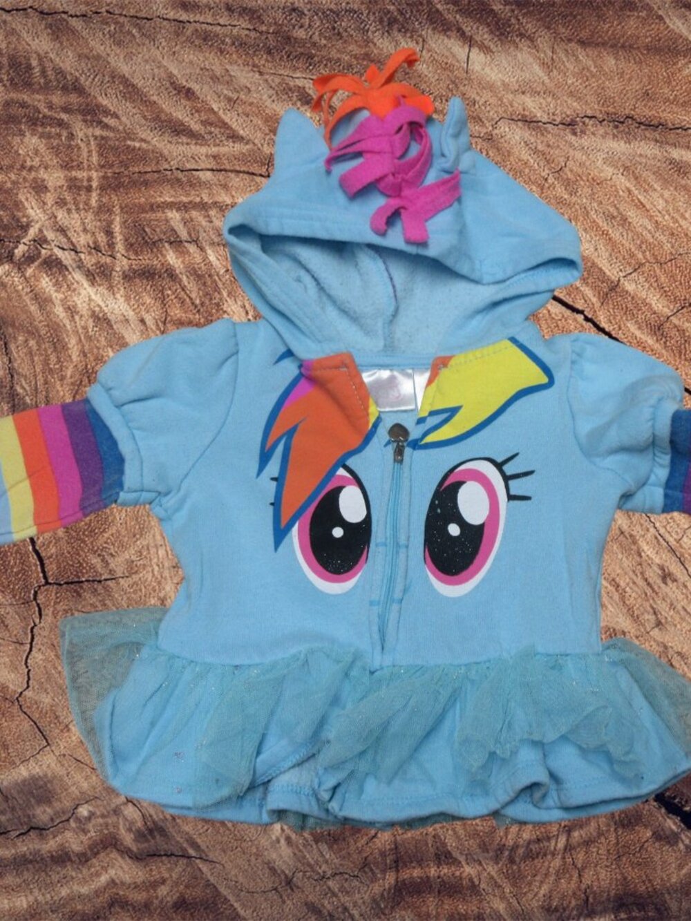 My Little Pony Rainbow Dash Blue Hooded Sweatshirt Tulle Ruffle Tunic Girls